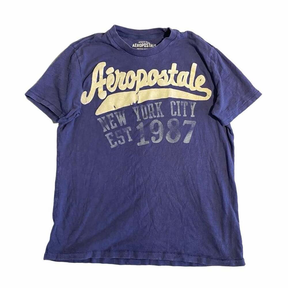 Aeropostale New York City 1987 Graphic T-Shirt Size M Blue Cotton